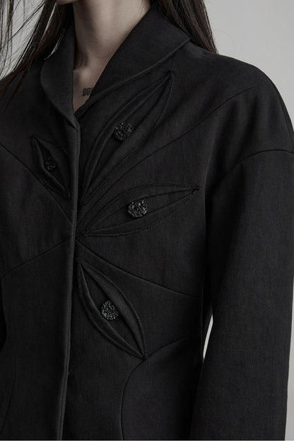 Deconstructed Button-Eye Collar Jacket