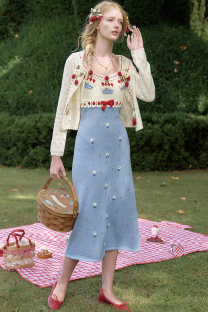 Christmas Berry Knitted Cardigan and Dress Set-Up