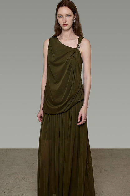 Sleeveless Top with Drapey Skirt Set-Up