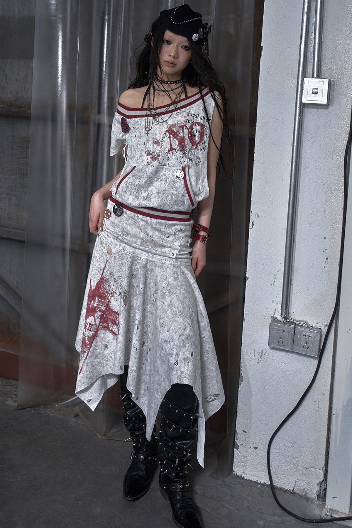 Distressed Punk Sleeveless Dress