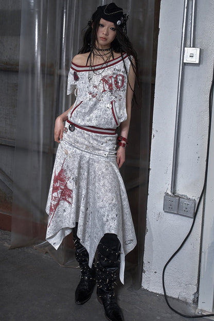 Distressed Punk Sleeveless Dress