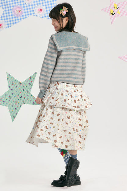 Bear Sailor Collar Chunky Knit Sweater