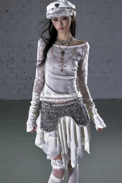 Baroque Flocked Wing Embroidered Blouse