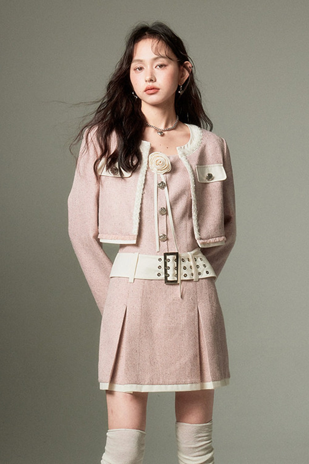 Elegant and Slimming 3D Rose Jacket Set-Up