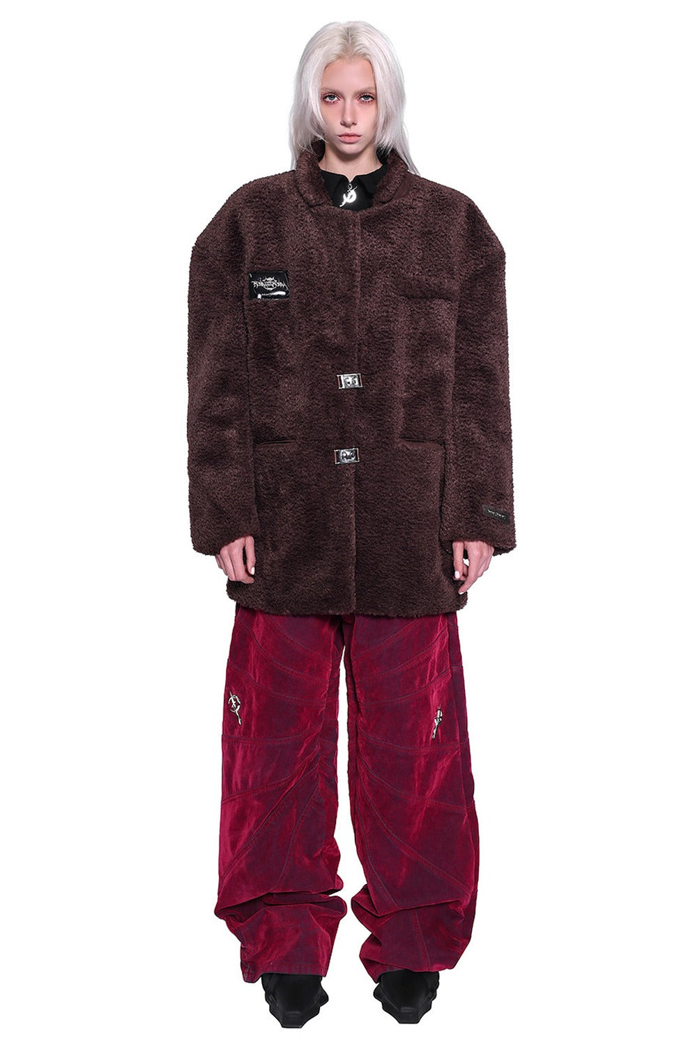 Red Ray Structure Velvet Loose Fit Jeans