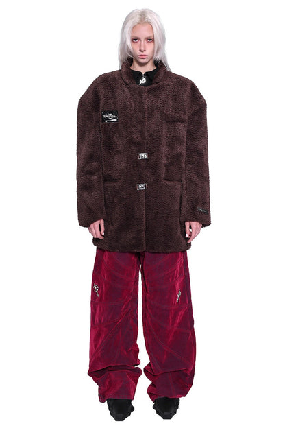 Red Ray Structure Velvet Loose Fit Jeans