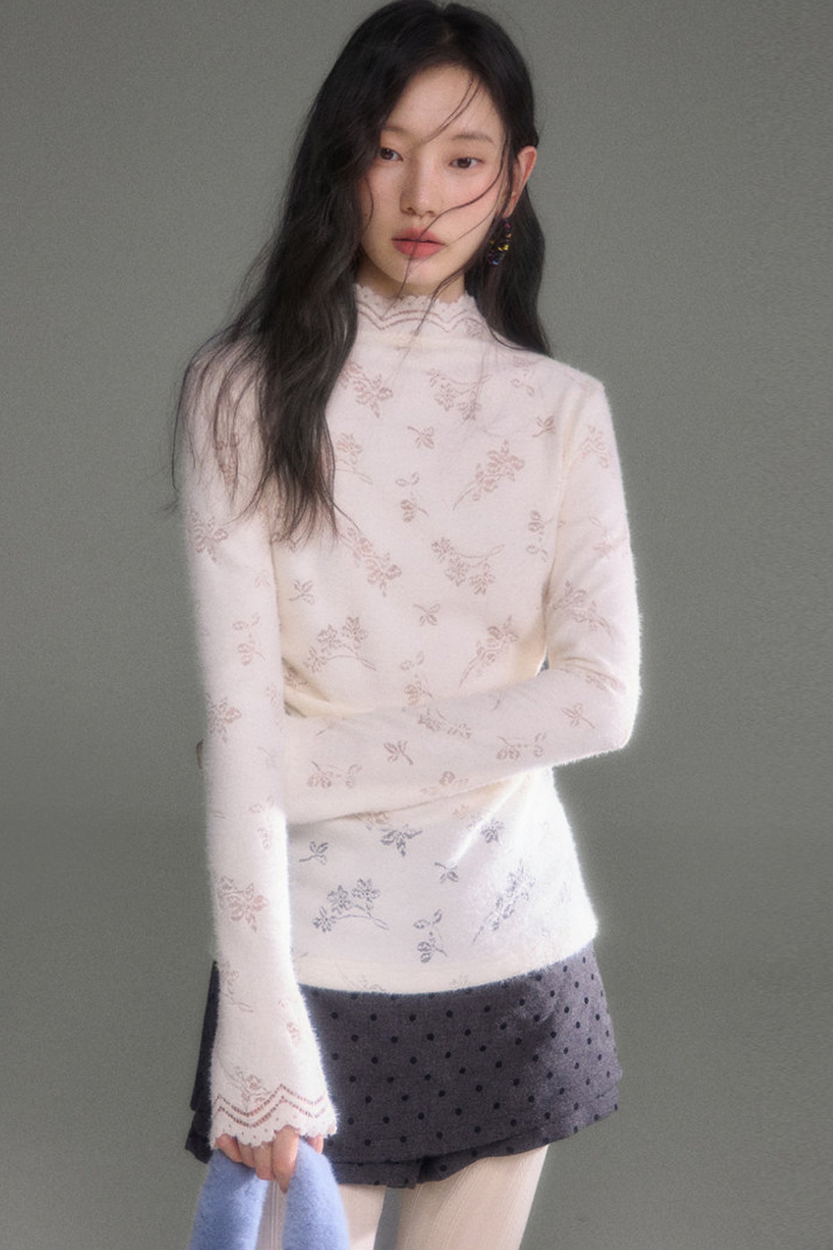 High-Waisted A-Line Polka Dot Layered-Look Skirt