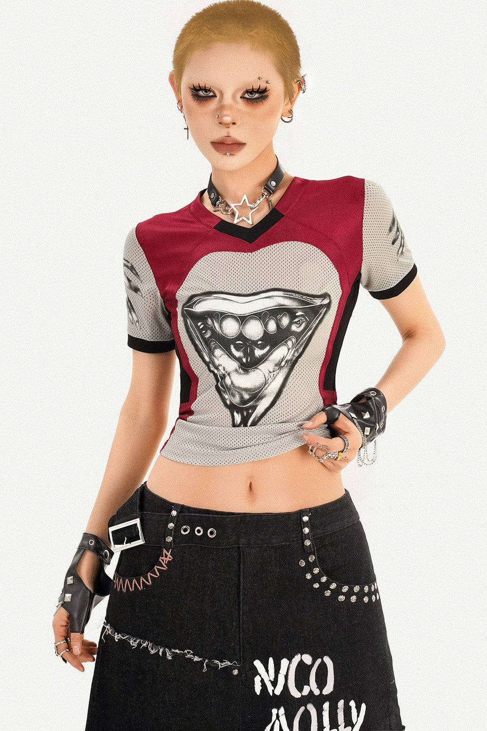Ripped Graffiti Wide-Leg Jeans