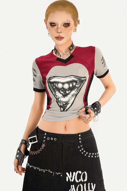 Ripped Graffiti Wide-Leg Jeans