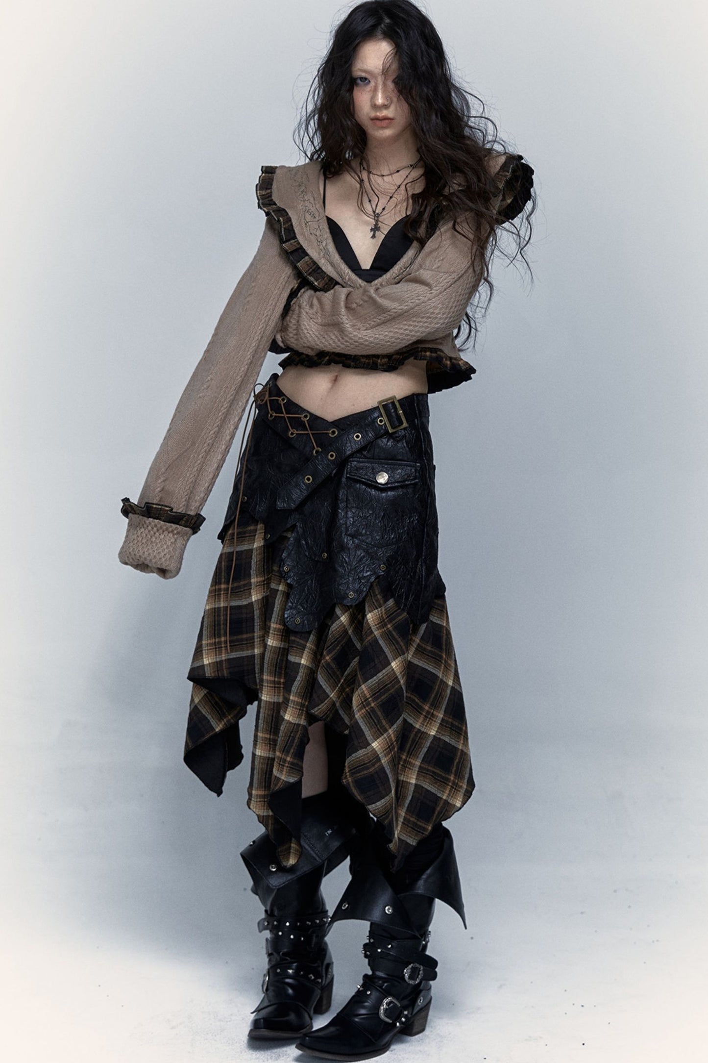 Dark Punk Patchwork Skirt