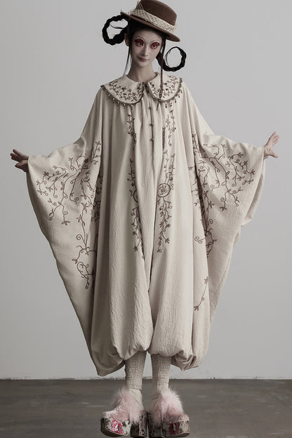 Heavy Embroidery Beading Batwing Jumpsuit