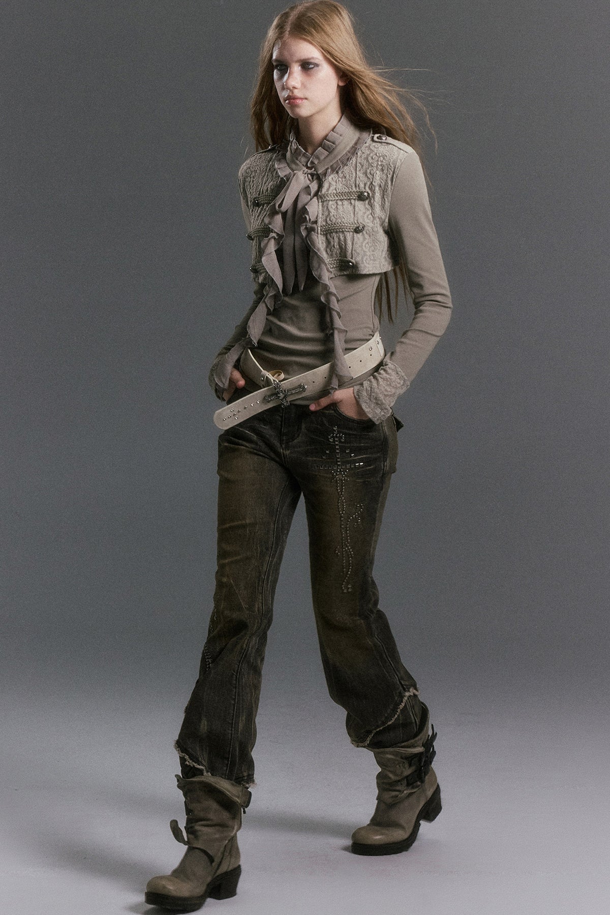 Napoleon Chiffon Patchwork Layered-Look Blouse
