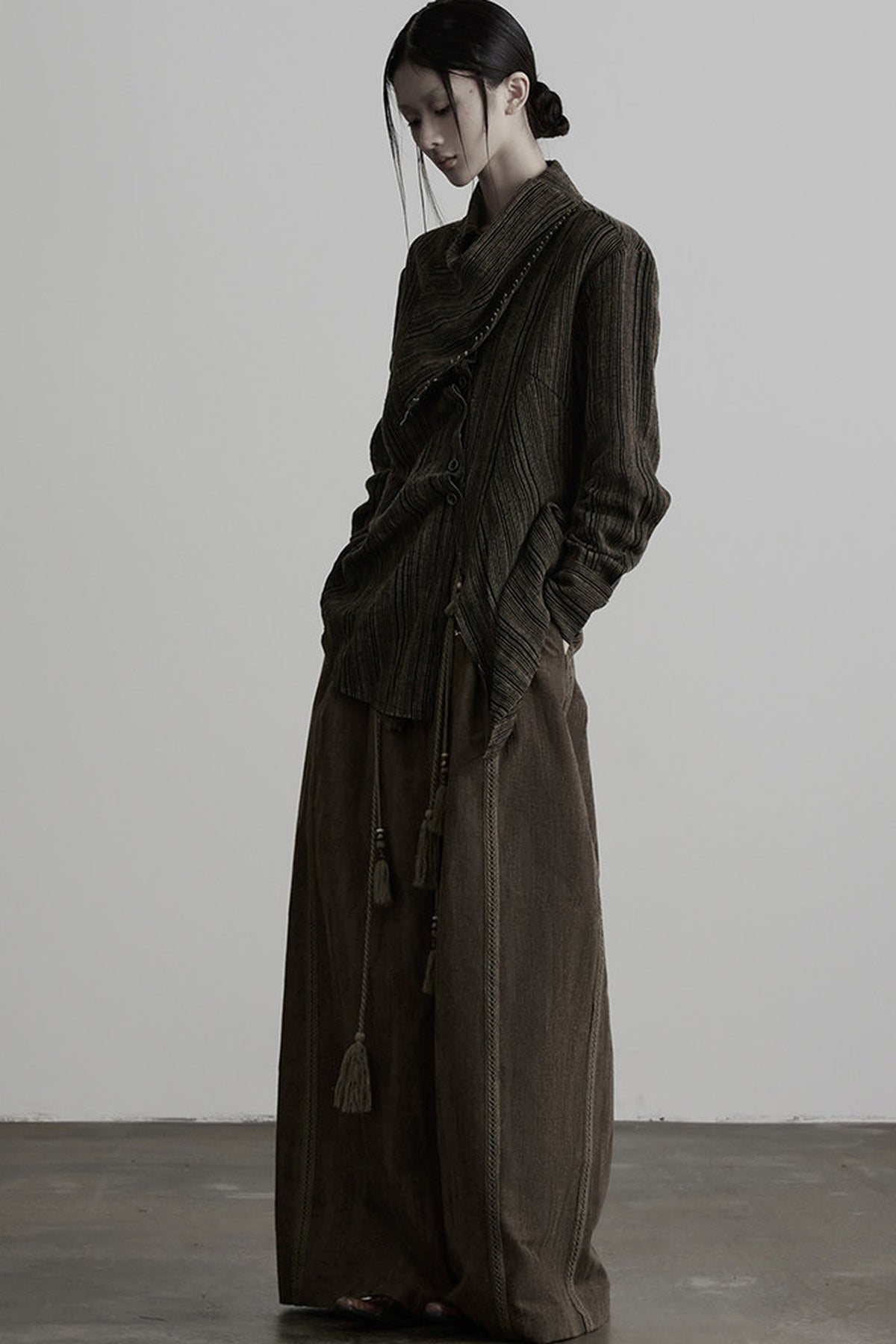 Multi-Belt Straight-Leg A-Line Wide Pants