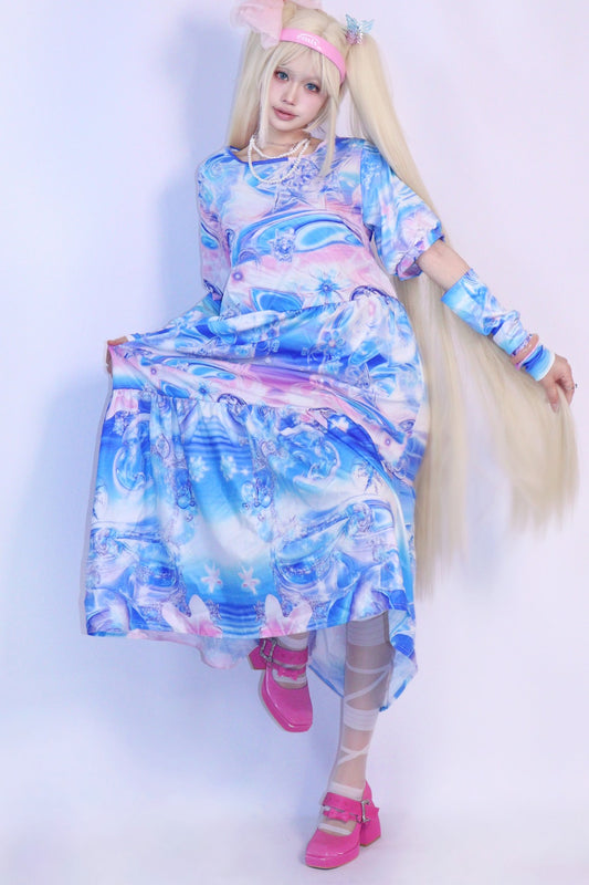 Y2K Mechanical Print Dress Set-Up