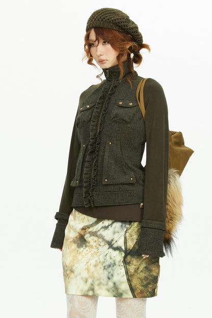 Low-Waist Tree Shadow Print Skirt