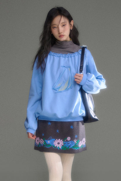 Nightingale Rose Bird Jacquard Knit Cardigan Vest and Skirt Set-Up