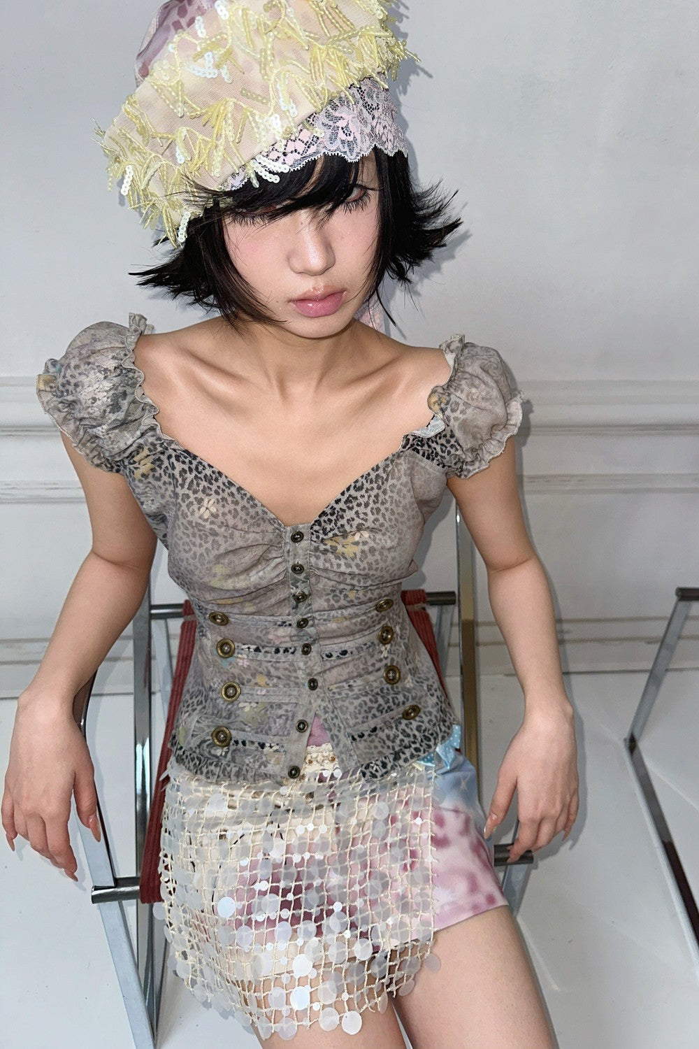 Floral Leopard Vintage Top