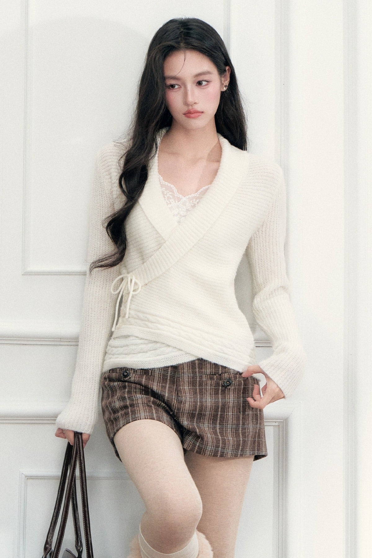 Classic Retro Plaid Woolen Straight Shorts
