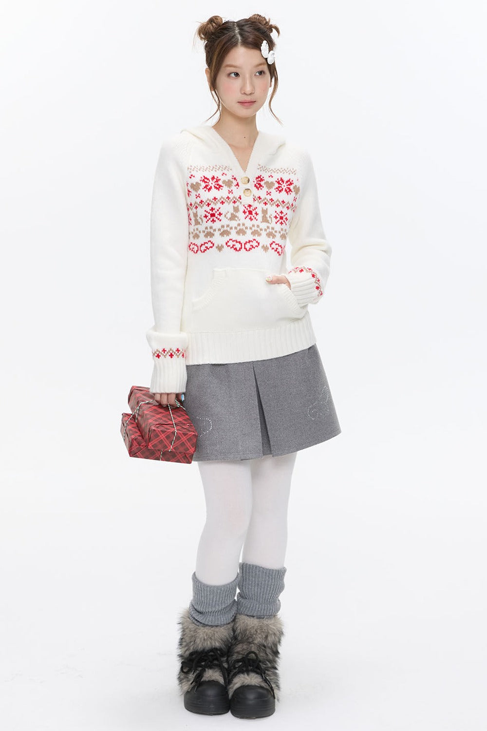 Fair Isle Knit Hoodie