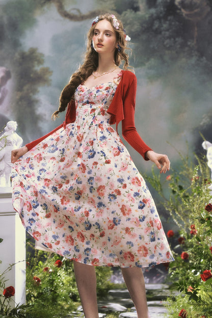 French Romantic Floral Printed Dress