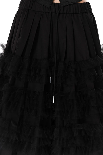 Jupe plissée en tulle superposé noir