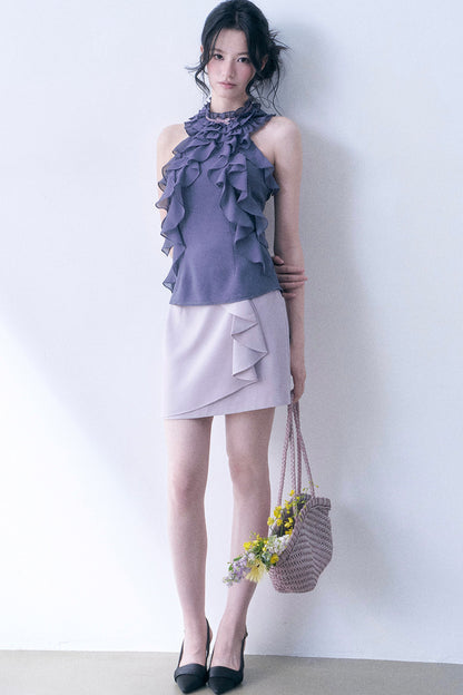 Purple Bow Ruffle Skirt