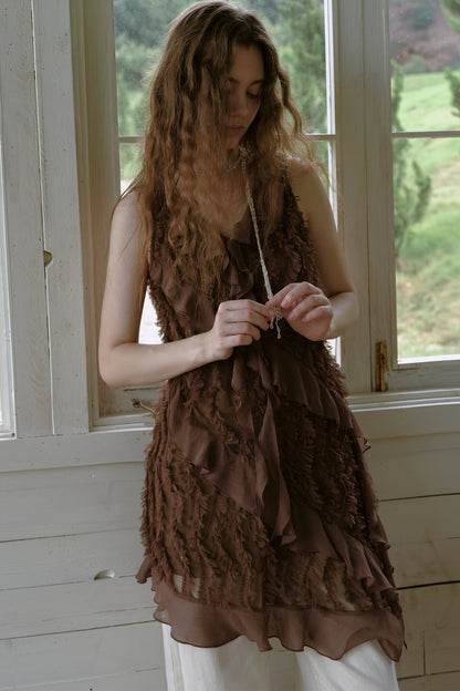 Asymmetrical Ruffle Chiffon Dress