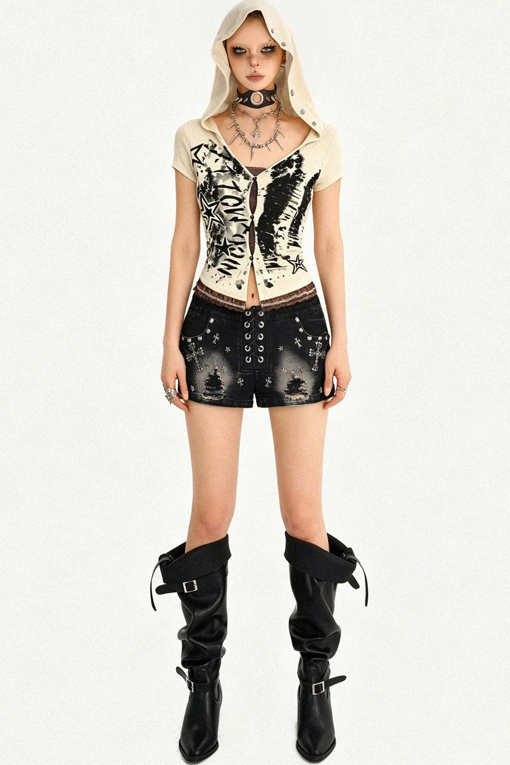 Street Punk Hooded Crop Top