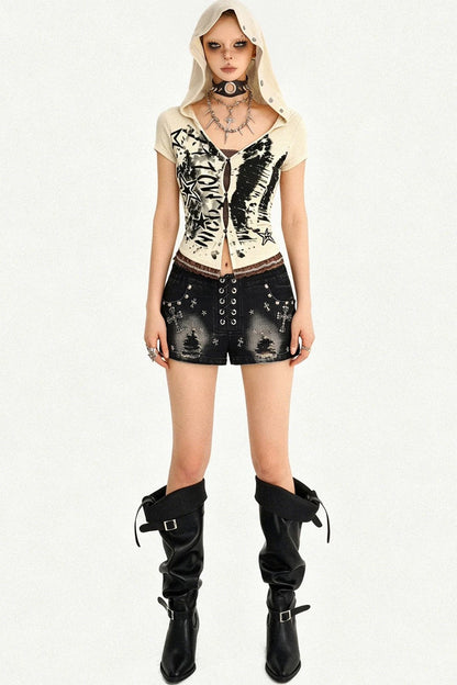 Street Punk Hooded Crop Top