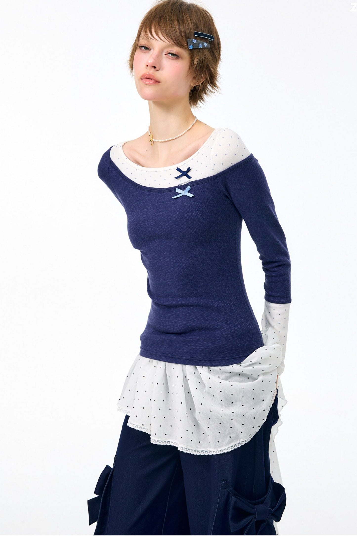 Haut en maille à pois d’automne