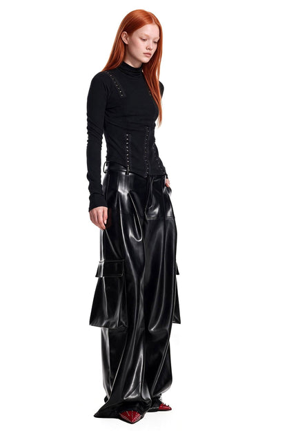 Asymmetrical Metal Hook Knit Top