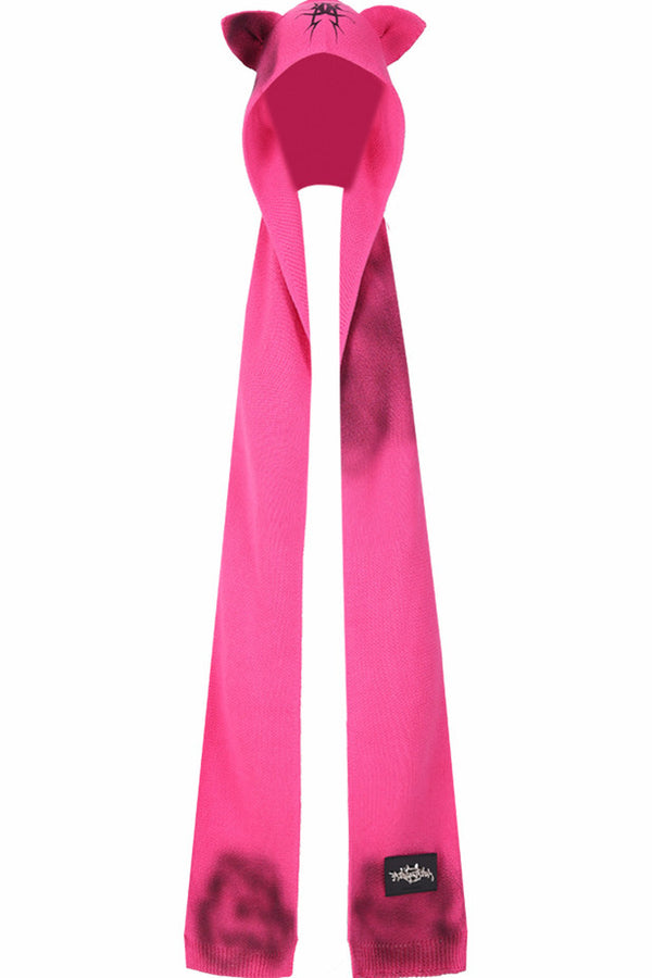 Cat Ear Graffiti Scarf Knit Hat