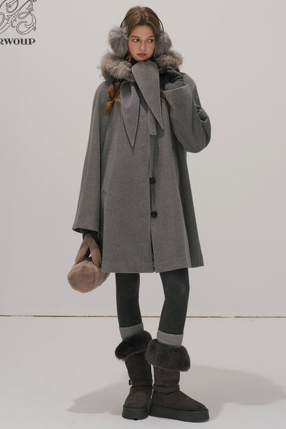 Fur Collar Wool Coat