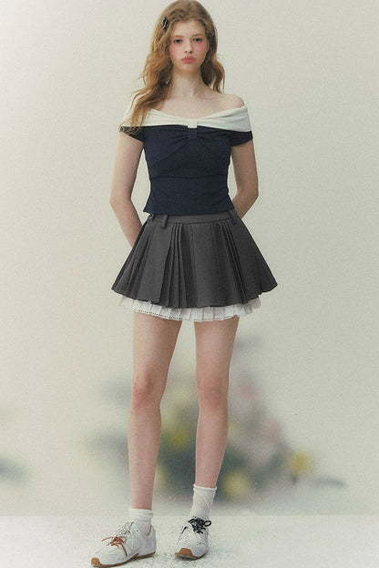 Retro Fake Two-Piece Knit Top