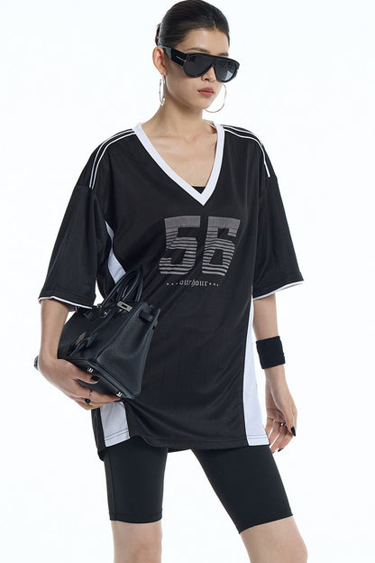 Loose V-Neck Jersey T-Shirt