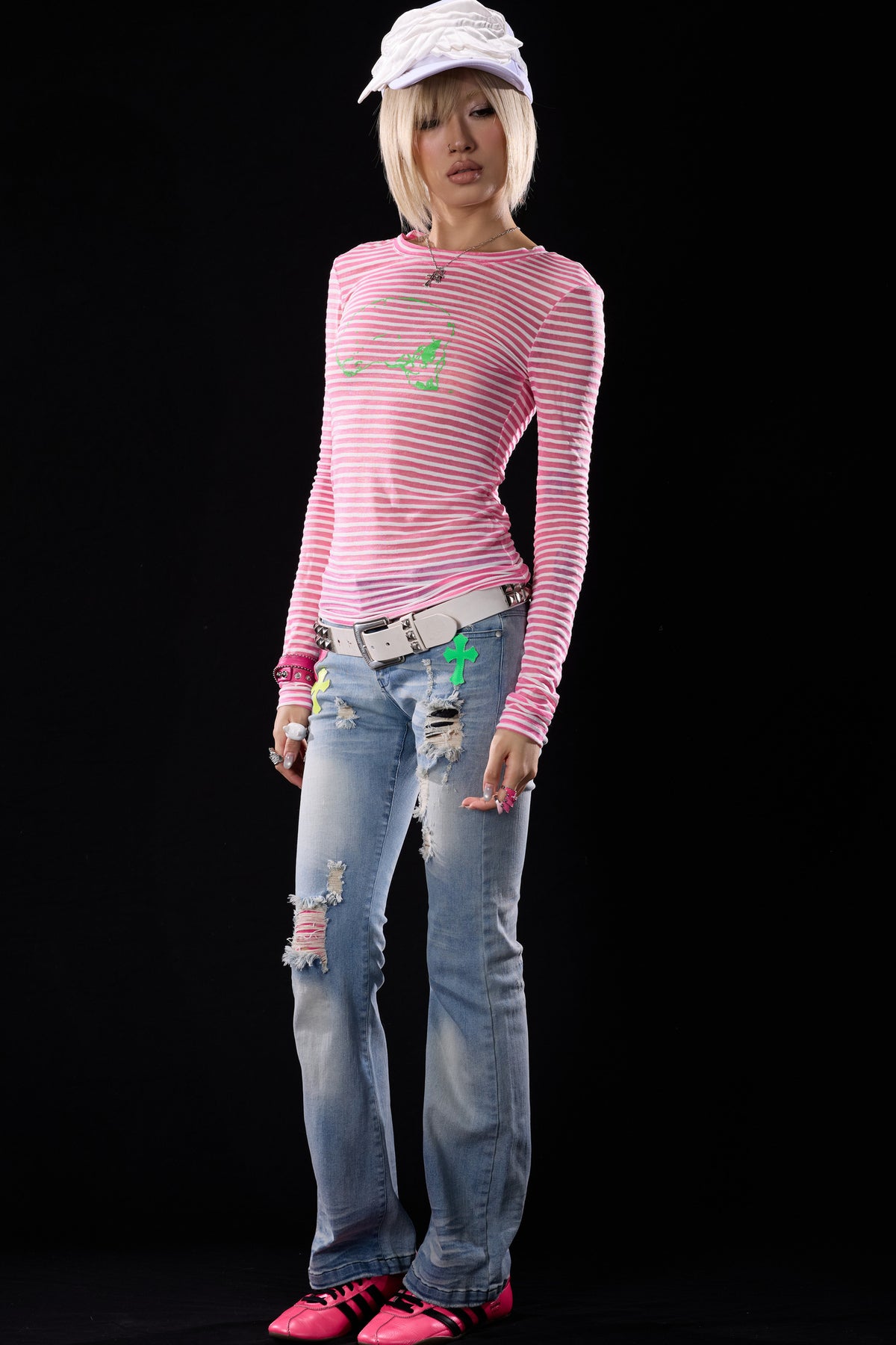 Light Blue Ripped Flared Jeans