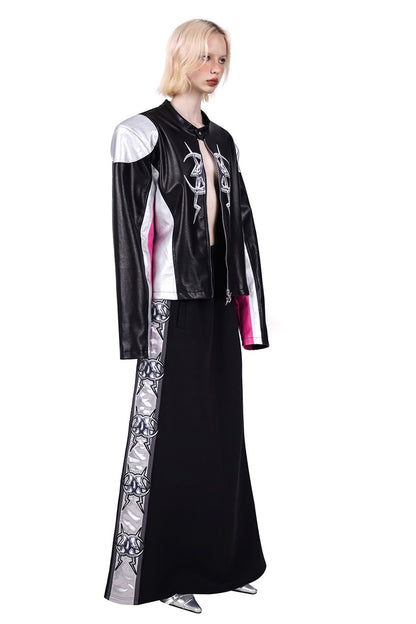 Cyberpunk Leather Shoulder Pad Motorcycle Jacket