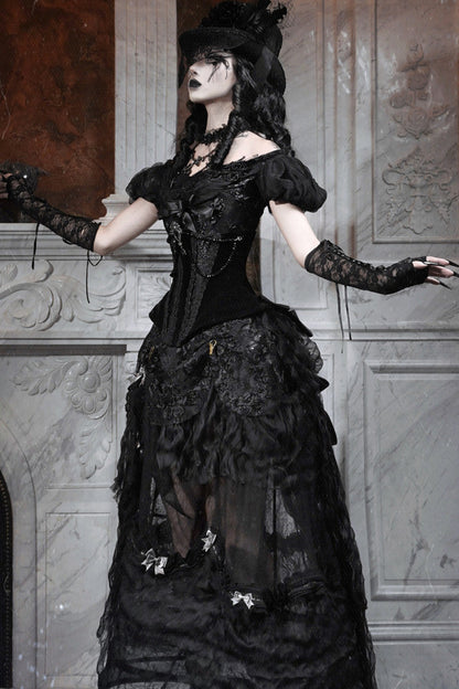 Gothic Off-Shoulder Tulle Top