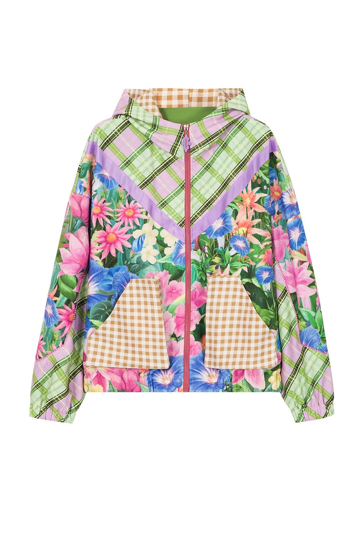 Floral Plaid Animal Hooded Jacket