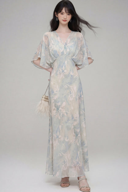 Pink Lotus Gradient Floral Dress