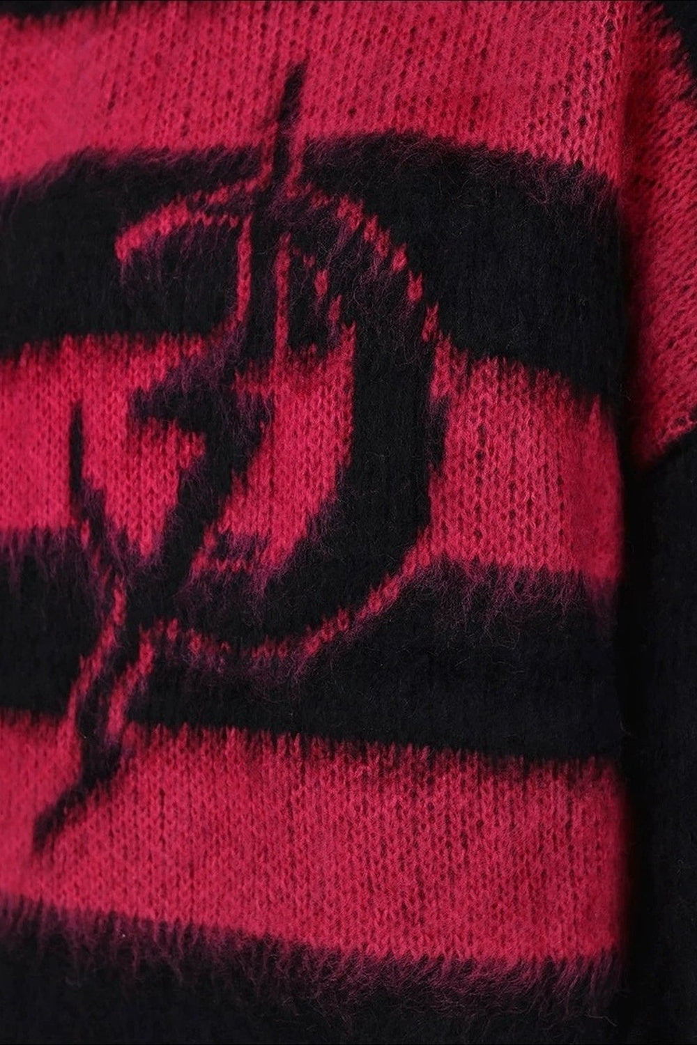 Loose Black Pink Stripe Knit Tops