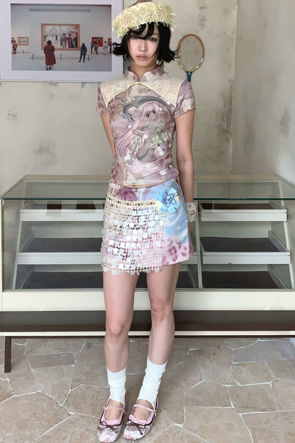 Lace Patchwork Cheongsam Top