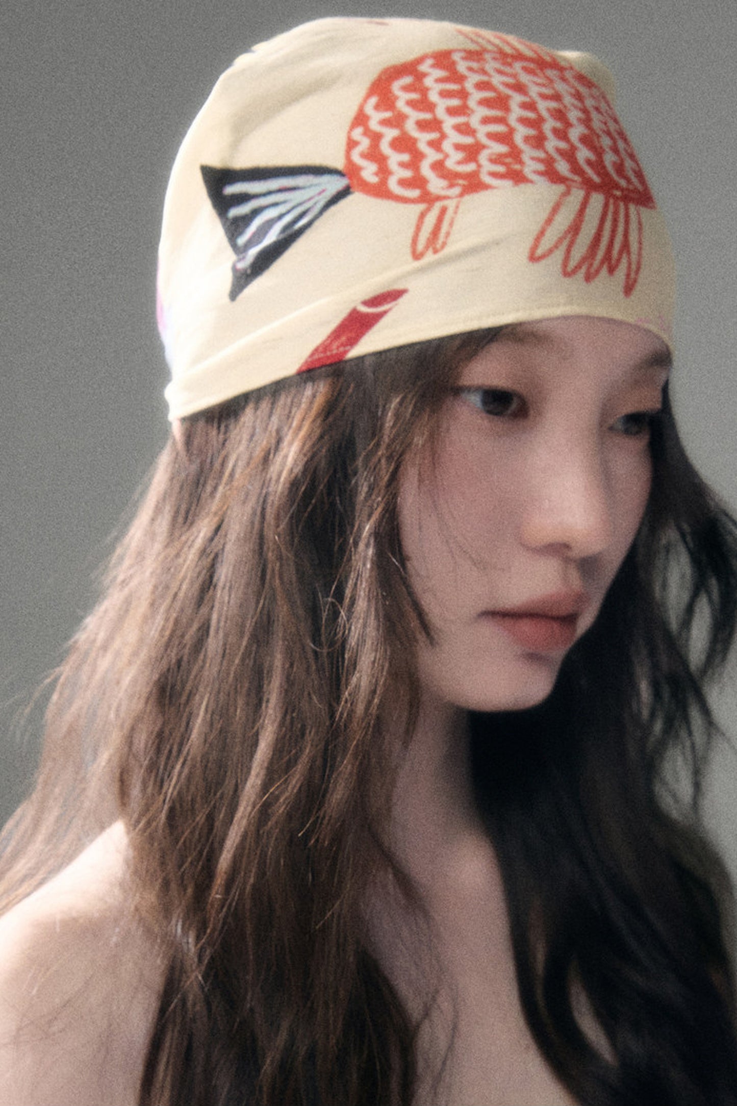 Hand-Painted Fruit Vegetable Print Triangle Headscarf