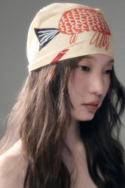 Hand-Painted Fruit Vegetable Print Triangle Headscarf