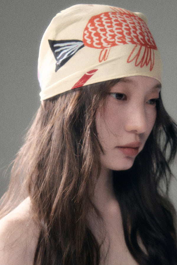 Hand-Painted Fruit Vegetable Print Triangle Headscarf