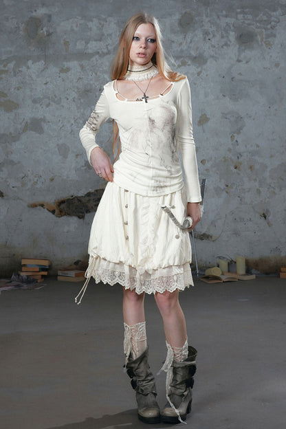 Chiffon Lace Floral Skirt