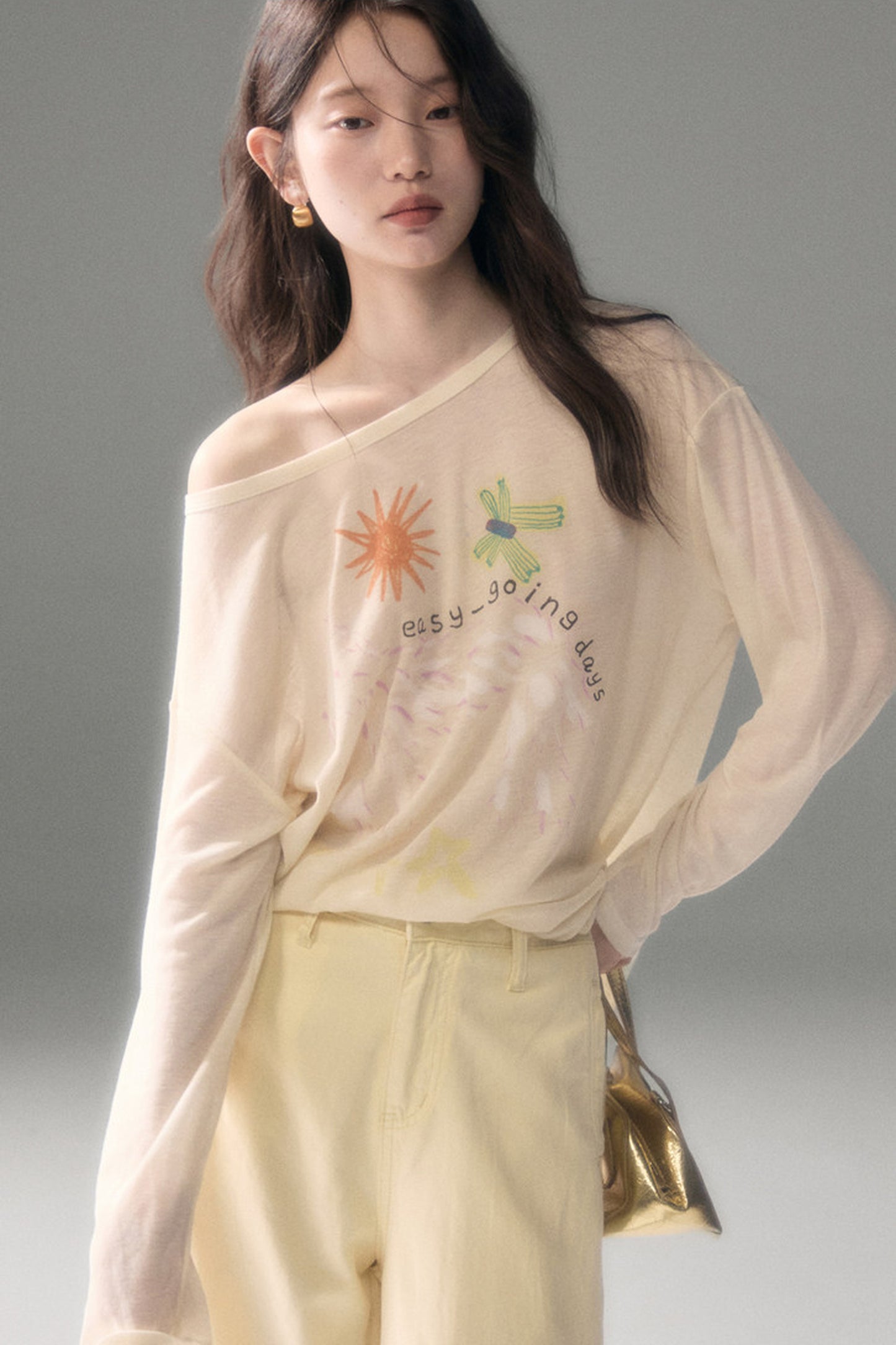 Long-Sleeve Fruit Vegetable Dog Print T-Shirt Set-Up