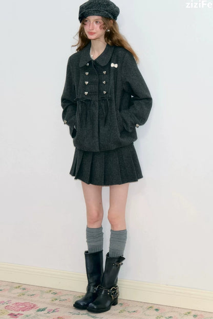 Doll Collar Bow Wool Coat