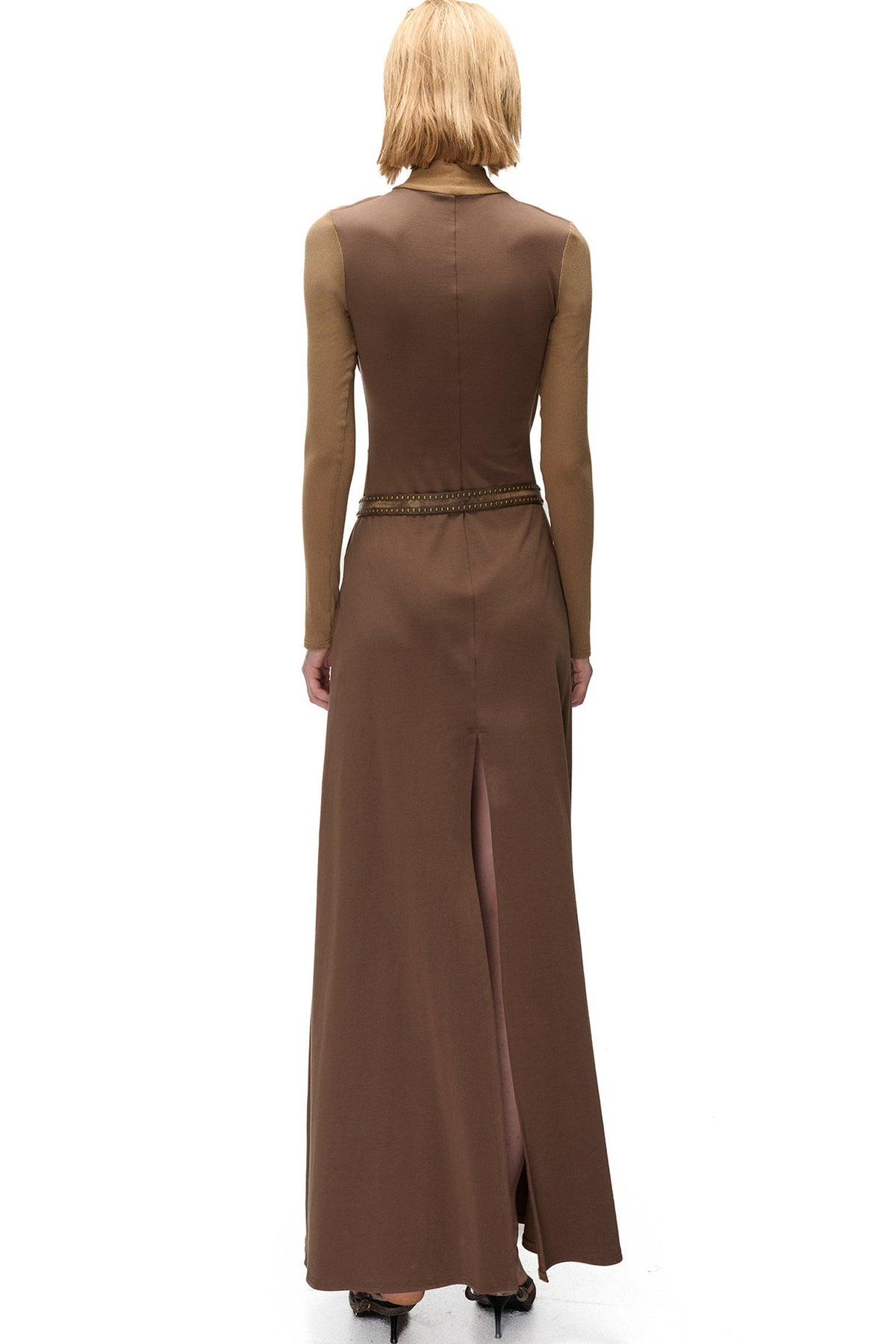 High-Elastic Spliced Pleated Long Dress