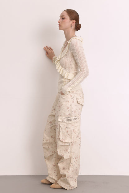 Low Waist Floral Cargo Pants